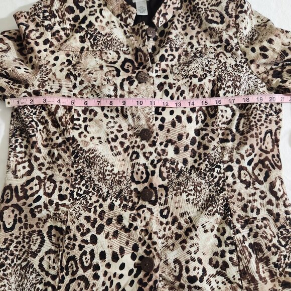 Chico's Size 2/12-14 Leopard Print Button Down Mandarin Collar Lined Jacket - Picture 12 of 14